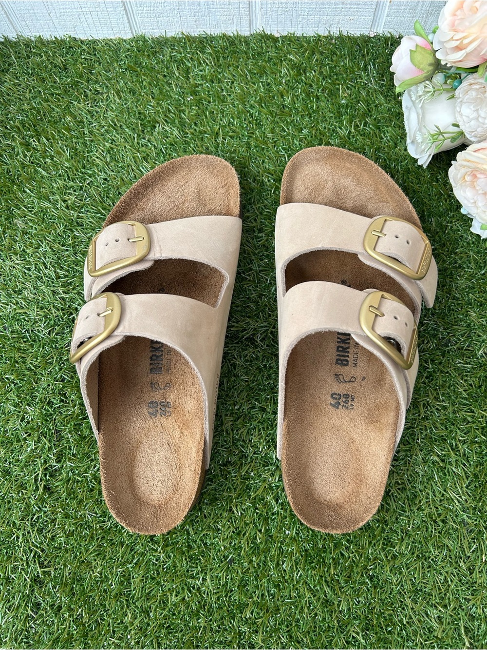 BIRKENSTOCK Arizona big buckle Sandcastle Nubuck 40 US 9-9.5 gently used - Picture 9 of 16
